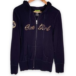 Arctic Cat Arcticwear Cat Girl Zip Up Hoodie Sweatshirt 2X Y2K